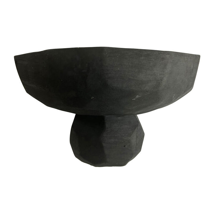 Willow &amp; Silk Cement 23cm Contemporary Black Footed Serving Table Bowl