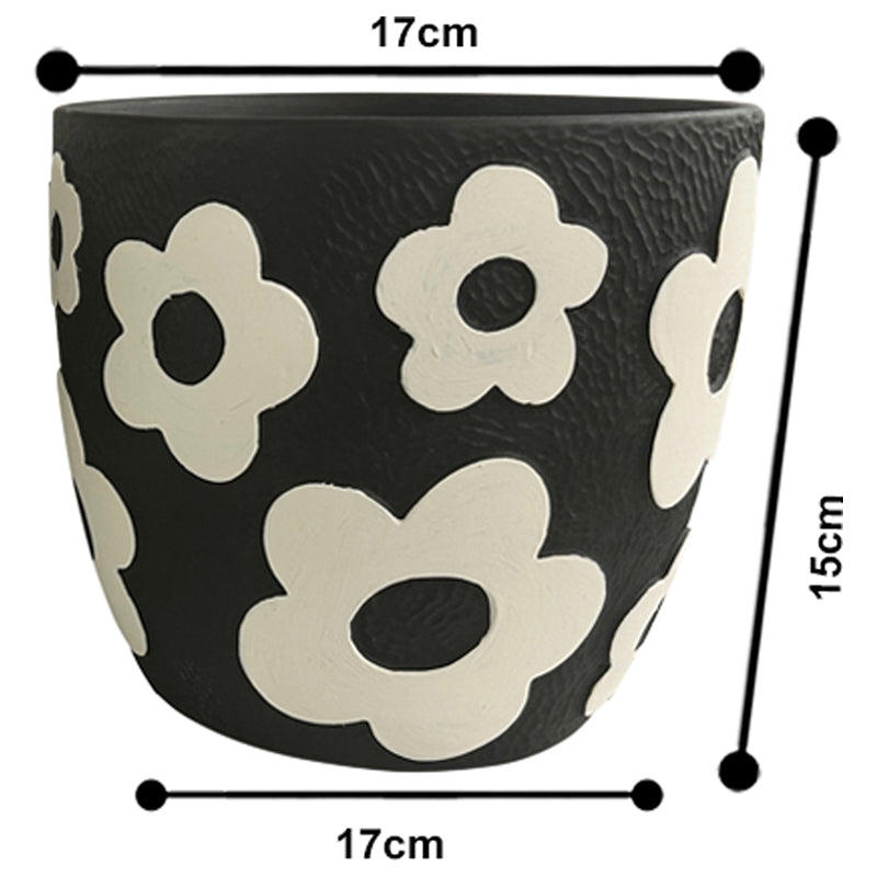 Willow &amp; Silk Set/2 Assorted 17cm Monochrome Flower Garden Pot Planters