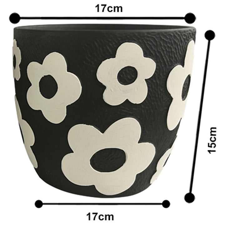 Willow &amp; Silk Set/2 Assorted 17cm Monochrome Flower Garden Pot Planters