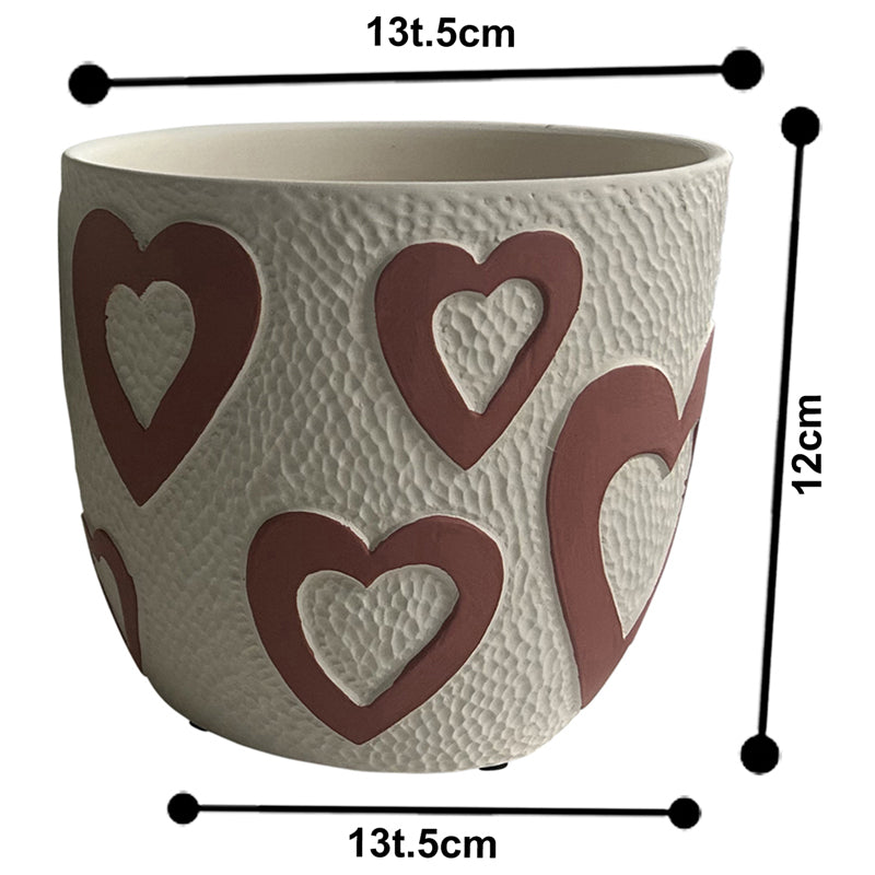 Willow &amp; Silk 13.5cm Set of 3 Assorted Colour Heart Garden Pot Planters