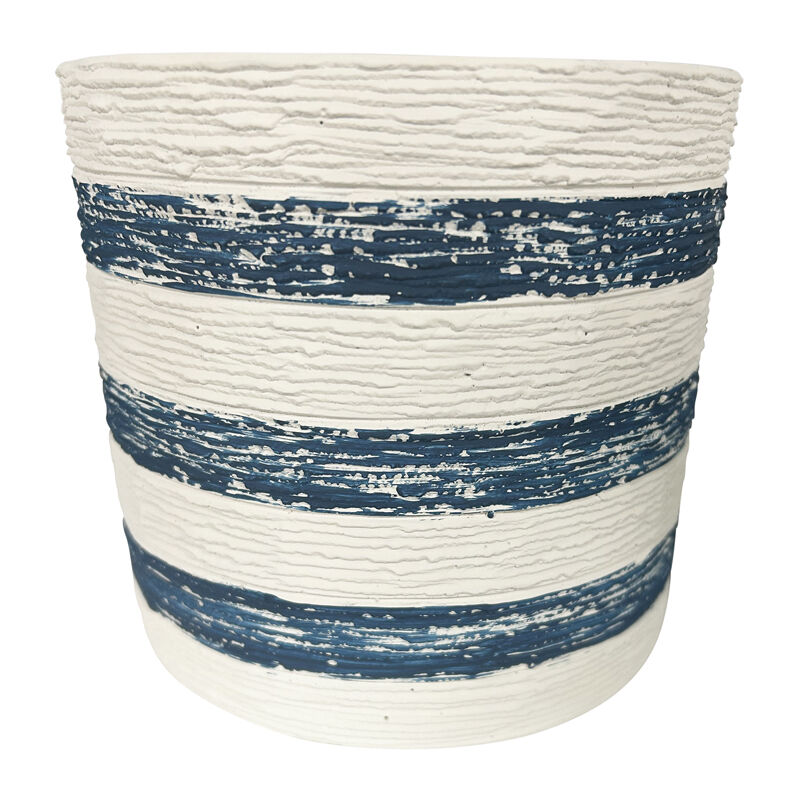 Willow &amp; Silk Cement 14cm Set of 3 Assorted Fish/Stripe Garden Pot Planters