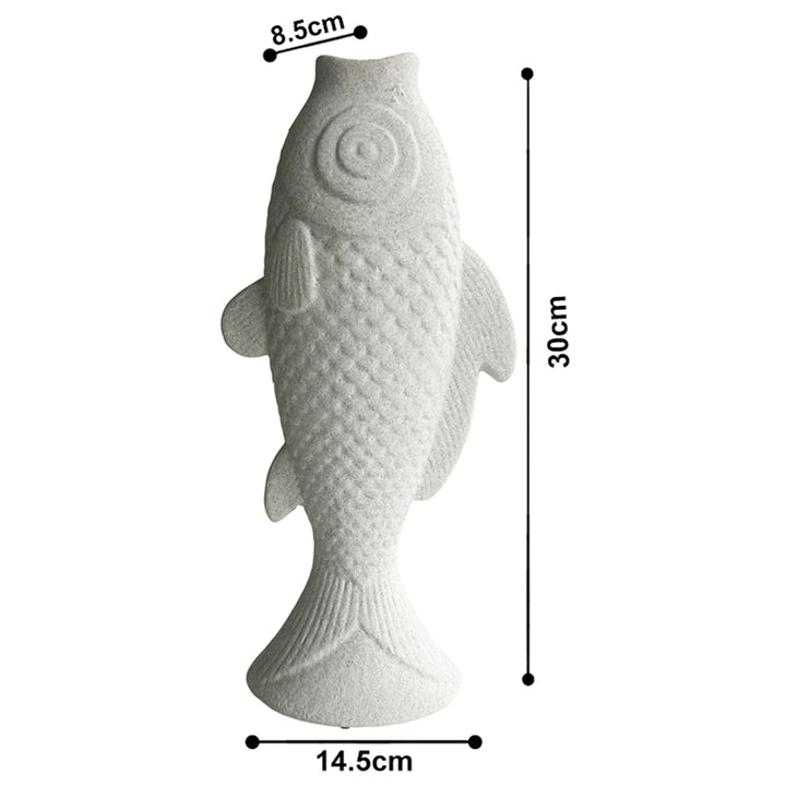 Willow &amp; Silk Ceramic 30cm Contemporary White Fish Vase/ Ornament/ Planter