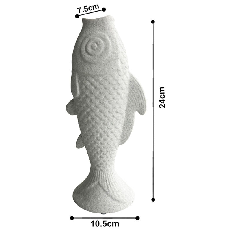 Willow &amp; Silk Ceramic 24cm Contemporary White Fish Vase/ Ornament/ Planter