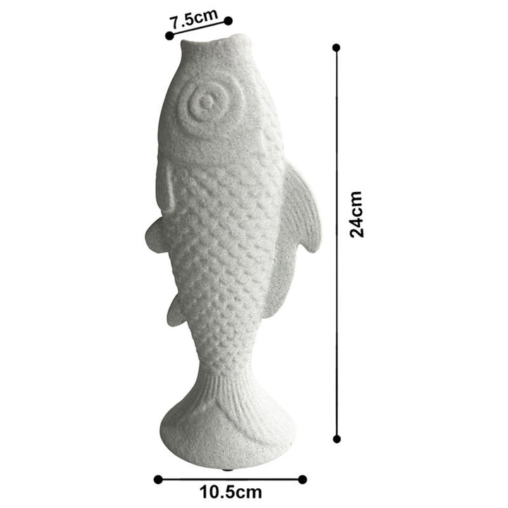 Willow &amp; Silk Ceramic 24cm Contemporary White Fish Vase/ Ornament/ Planter
