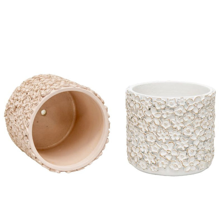 Willow &amp; Silk Set/3 Moulded Abstract Planters w/Hole+ Plug 14x14x13cm