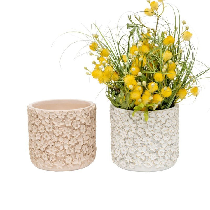 Willow &amp; Silk Set/3 Moulded Abstract Planters w/Hole+ Plug 14x14x13cm