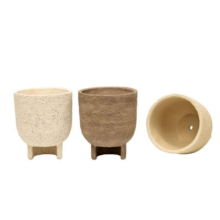 Willow &amp; Silk Set/3 Asst Curve- Base Planters w/Hole+ Plug 17x17x20cm