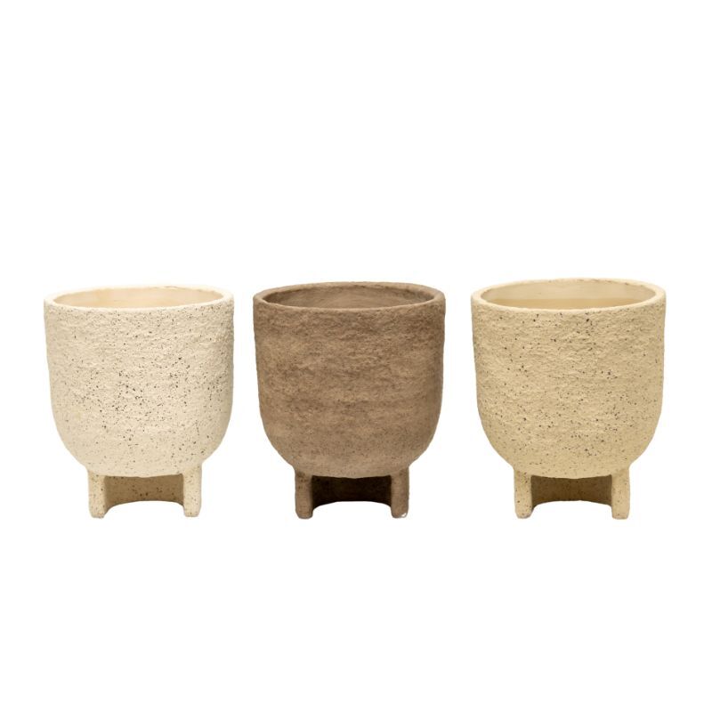 Willow &amp; Silk Set/3 Asst Curve- Base Planters w/Hole+ Plug 17x17x20cm