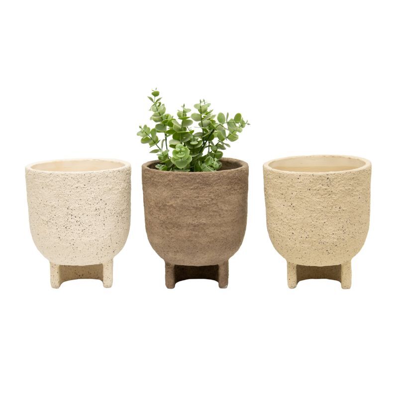 Willow &amp; Silk Set/3 Asst Curve- Base Planters w/Hole+ Plug 17x17x20cm