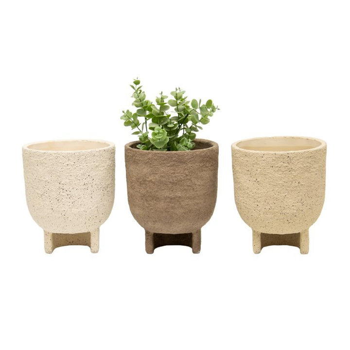 Willow &amp; Silk Set/3 Asst Curve- Base Planters w/Hole+ Plug 17x17x20cm