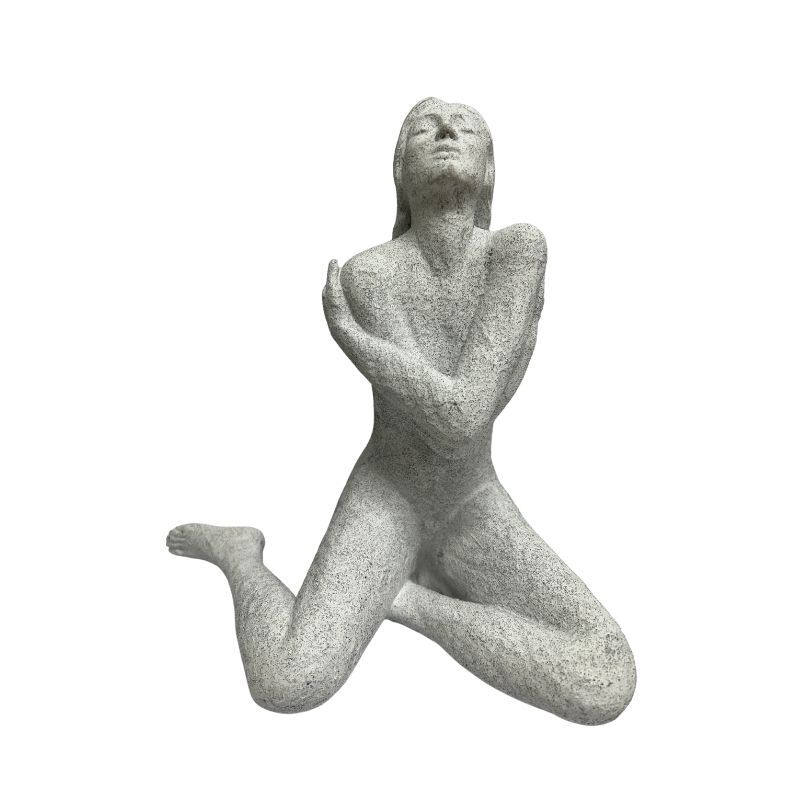 Willow &amp; Silk Lady Ornament/Figurine Folded Arms 22.5cm Textured White