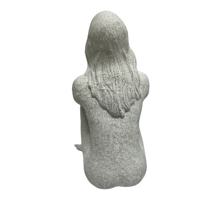Willow &amp; Silk Lady Ornament/Figurine Elbows On Knees 23cm Textured White