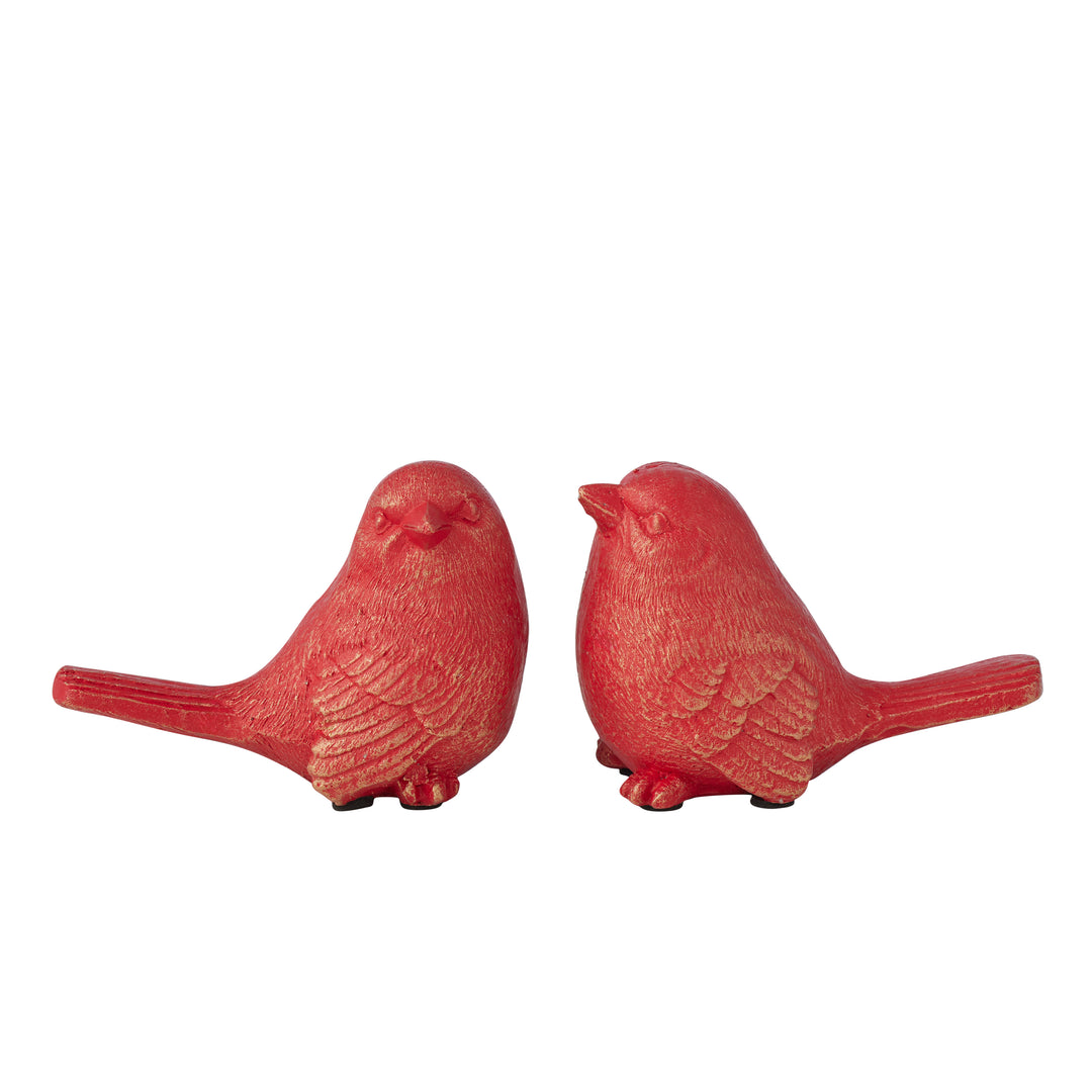 Willow &amp; Silk Set/2 Asst Red/Gold Birds 11.5*6.5*8cm