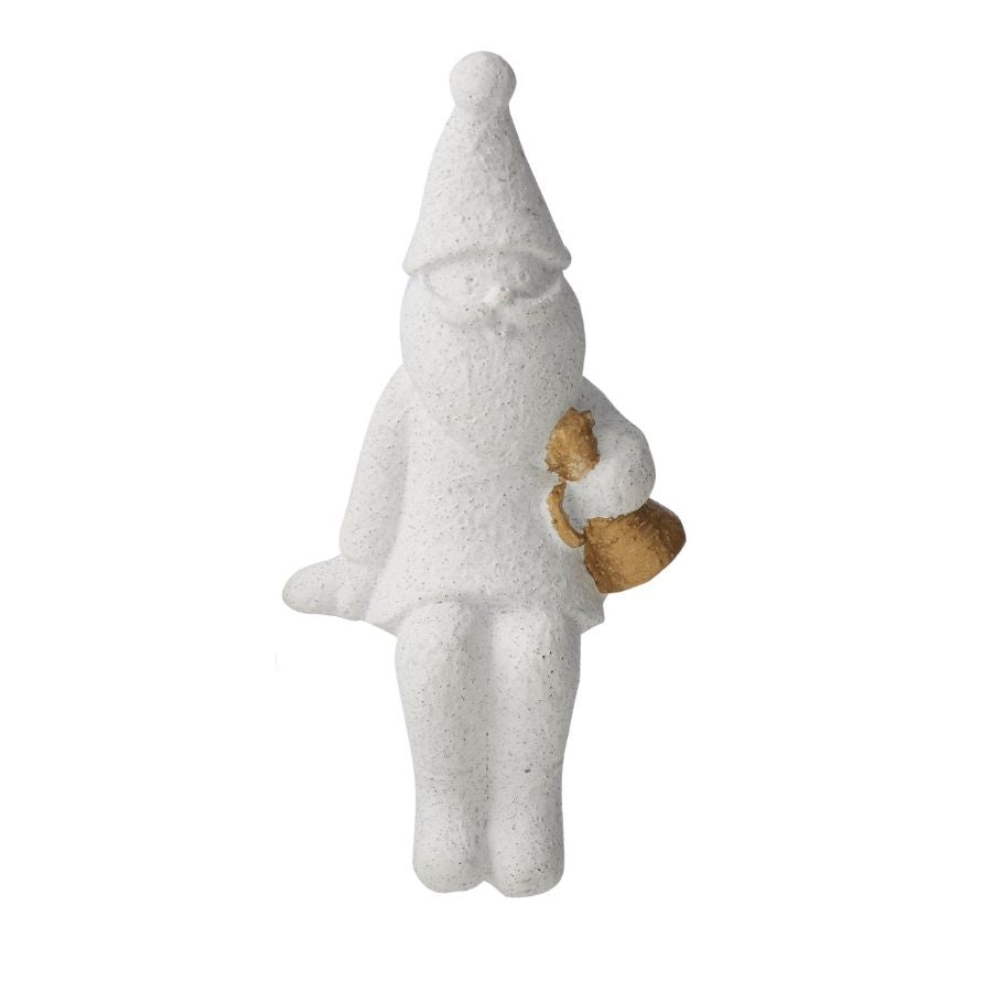 Willow &amp; Silk White/Gold Santa w/Bugle Pot Hanger 6*4.5*12cm