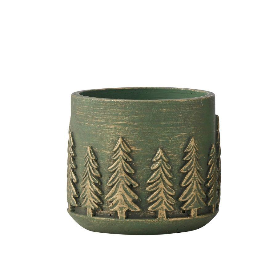 Willow &amp; Silk Green Christmas Trees Planter w/Hole &amp; Plug 14.5*13cm