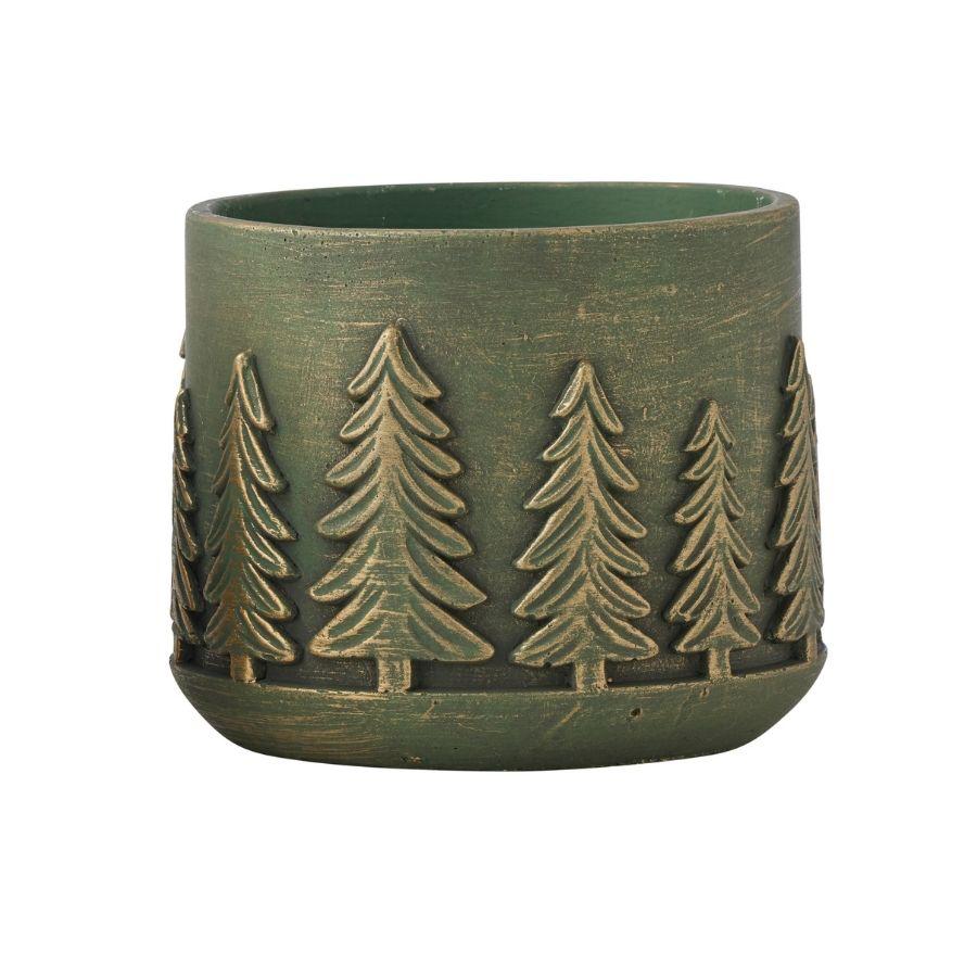 Willow &amp; Silk Green Christmas Trees Planter w/Hole &amp; Plug 18*15cm