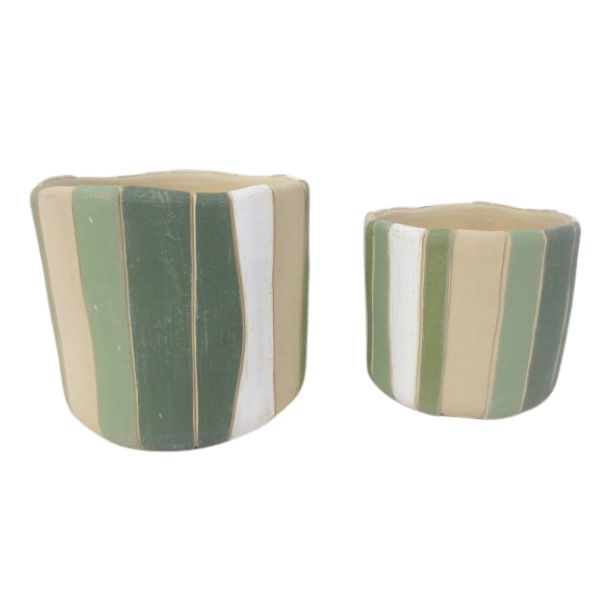 Willow &amp; Silk Stripe Hype Pot Large 17.5 x 17.5 x 16 cm