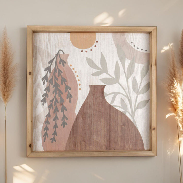 Willow &amp; Silk Framed Tropics w/Abstract Vase Wall Art Print