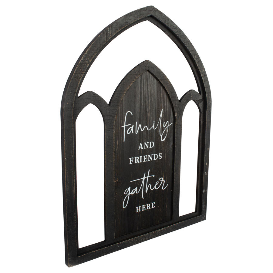 Willow &amp; Silk 60cm Black Arch "Family &amp; Friends" Plaque Sign Wall Art