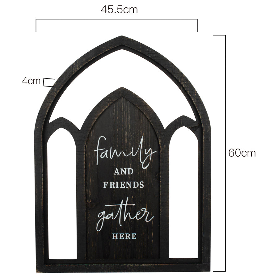 Willow &amp; Silk 60cm Black Arch "Family &amp; Friends" Plaque Sign Wall Art
