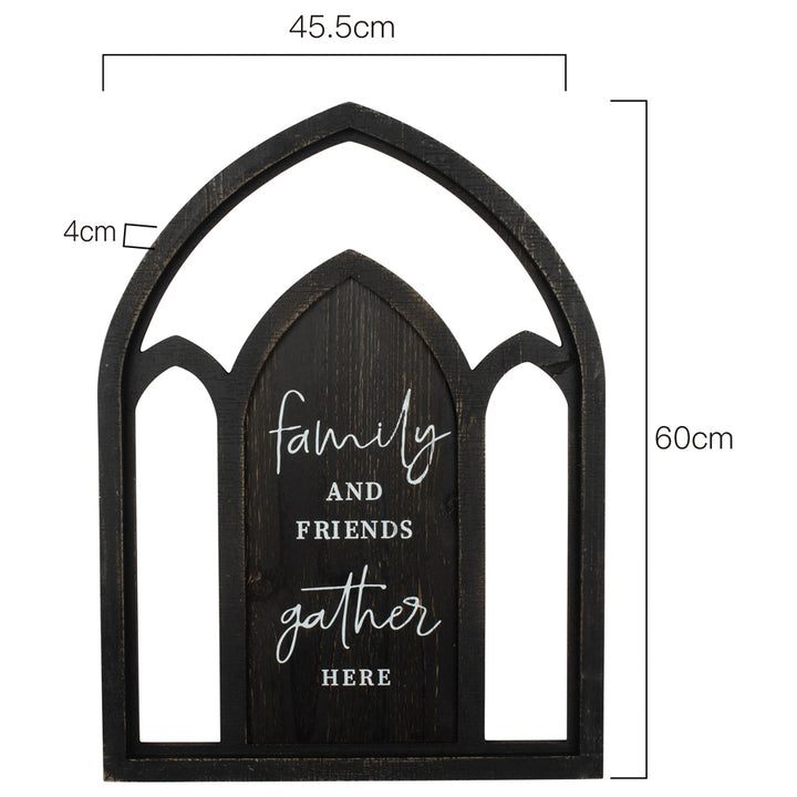 Willow &amp; Silk 60cm Black Arch "Family &amp; Friends" Plaque Sign Wall Art
