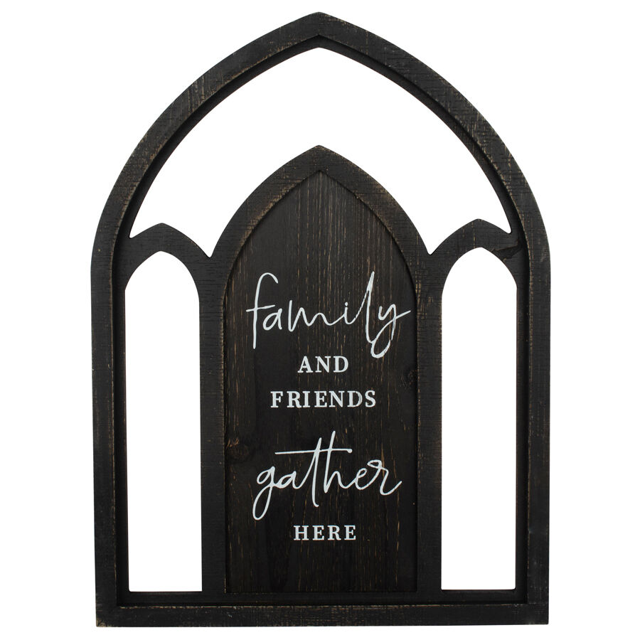 Willow &amp; Silk 60cm Black Arch "Family &amp; Friends" Plaque Sign Wall Art