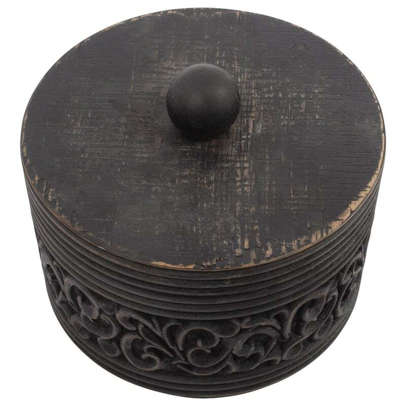 Willow &amp; Silk Vintage Wooden 17cm Carved Trinket/Ornament/Jewellery Box