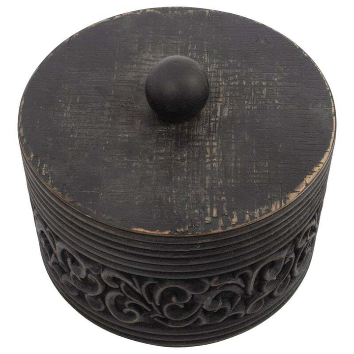 Willow &amp; Silk Vintage Wooden 17cm Carved Trinket/Ornament/Jewellery Box