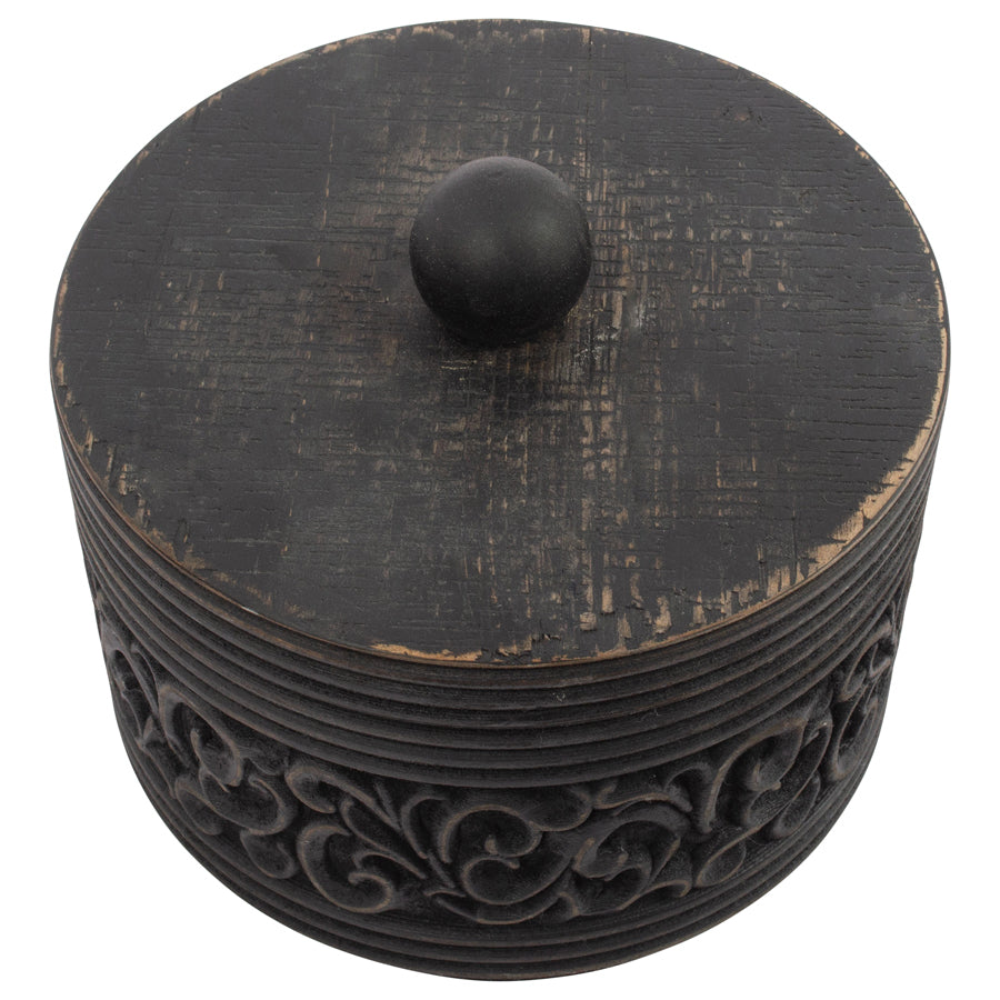 Willow &amp; Silk Vintage Wooden 17cm Carved Trinket/Ornament/Jewellery Box