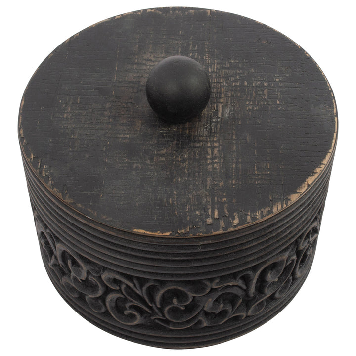 Willow &amp; Silk Vintage Wooden 17cm Carved Trinket/Ornament/Jewellery Box