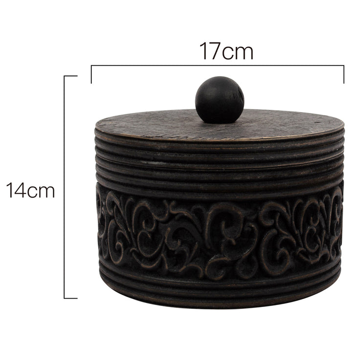 Willow &amp; Silk Vintage Wooden 17cm Carved Trinket/Ornament/Jewellery Box