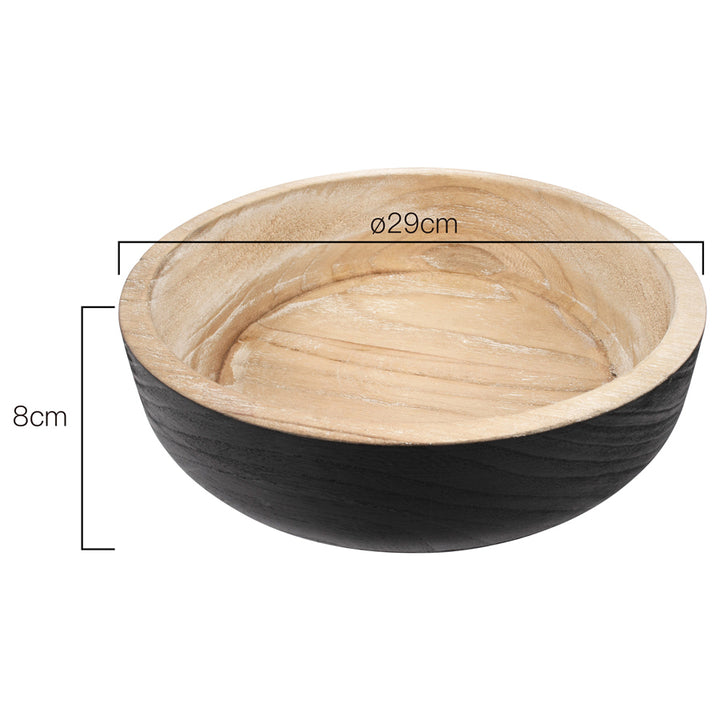 Willow &amp; Silk Round Black Wooden 29cm Dining Table Party Bowl