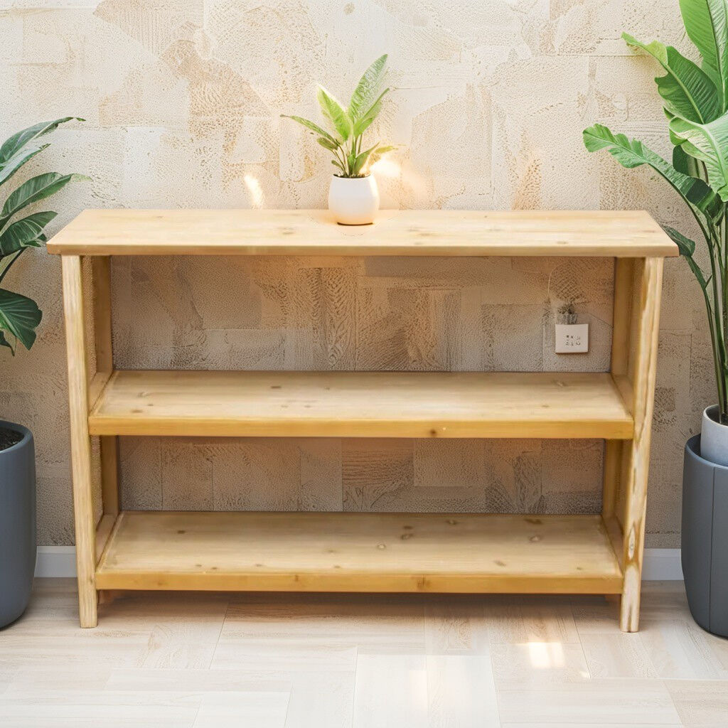 Willow &amp; Silk Wooden 120cm 2-Tier Strand Lattice Organiser/Console Table