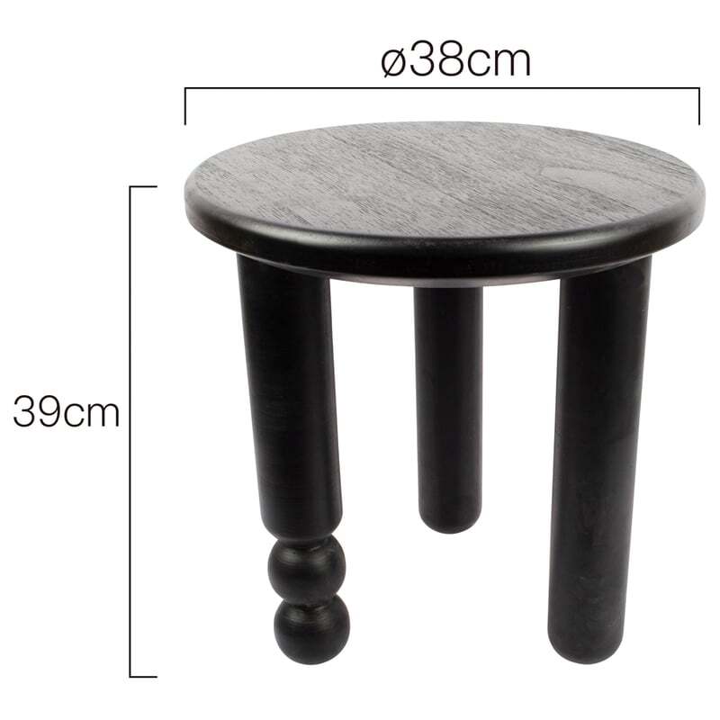 Willow &amp; Silk Wooden 39cm Black Avoca Coffee/Side Table/Furniture/Stool
