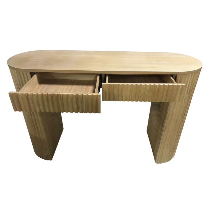 Willow &amp; Silk Wooden Table with Fluted Panelling 120*3