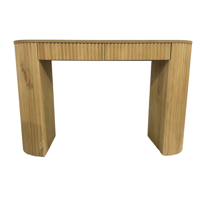 Willow &amp; Silk Wooden Table with Fluted Panelling 120*3