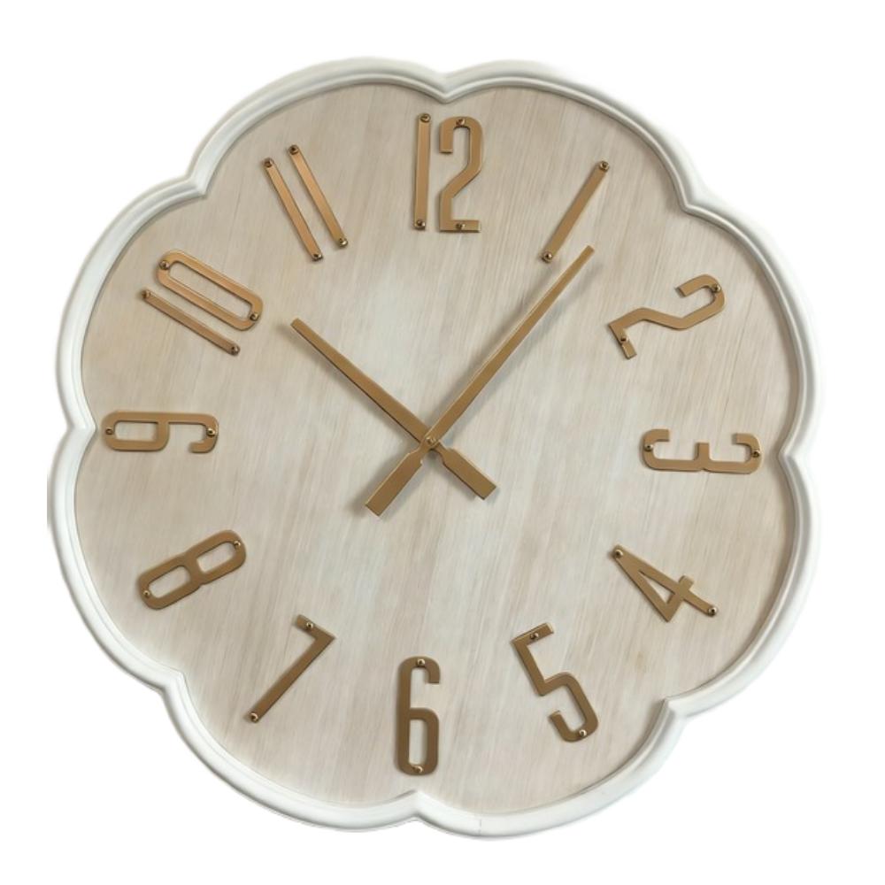 Willow &amp; Silk 60cm Wood &amp; Gold Scalloped Clock  60*3.5*60
