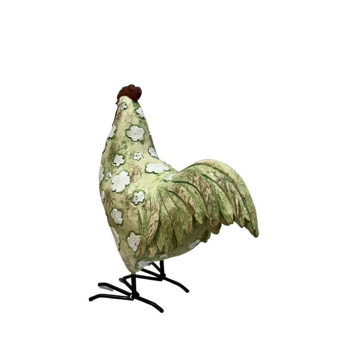 Willow &amp; Silk Polyresin 24cm Fawn Rooster w/Flowers Garden Statue/ Figurine