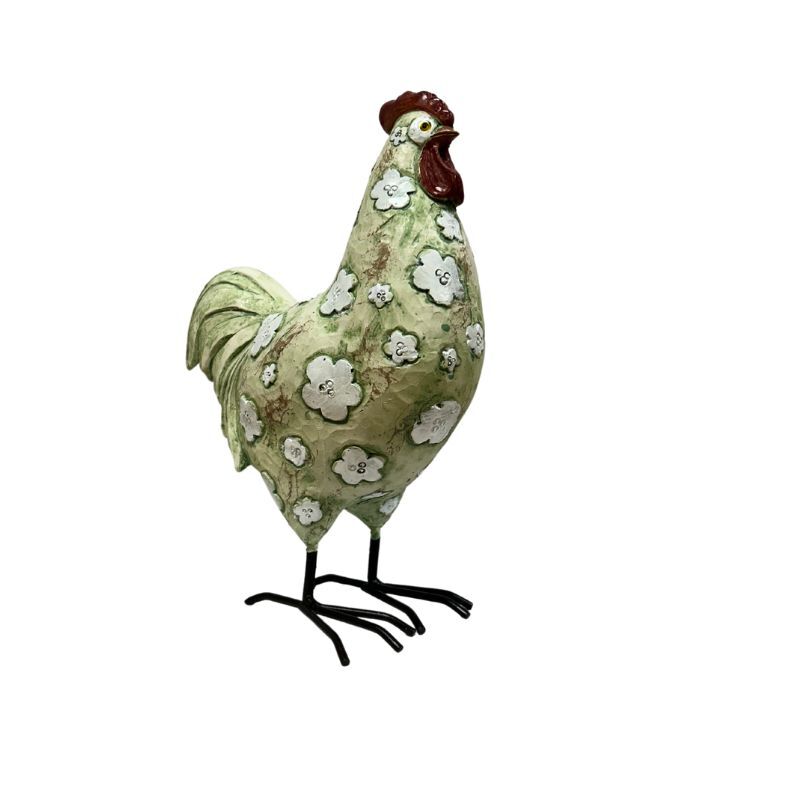 Willow &amp; Silk Polyresin 24cm Fawn Rooster w/Flowers Garden Statue/ Figurine