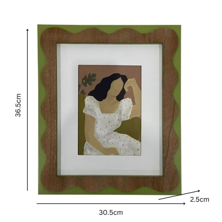 Willow &amp; Silk Wall Art Framed Sitting Lady White Dress 30.5x2.5x36.5cm