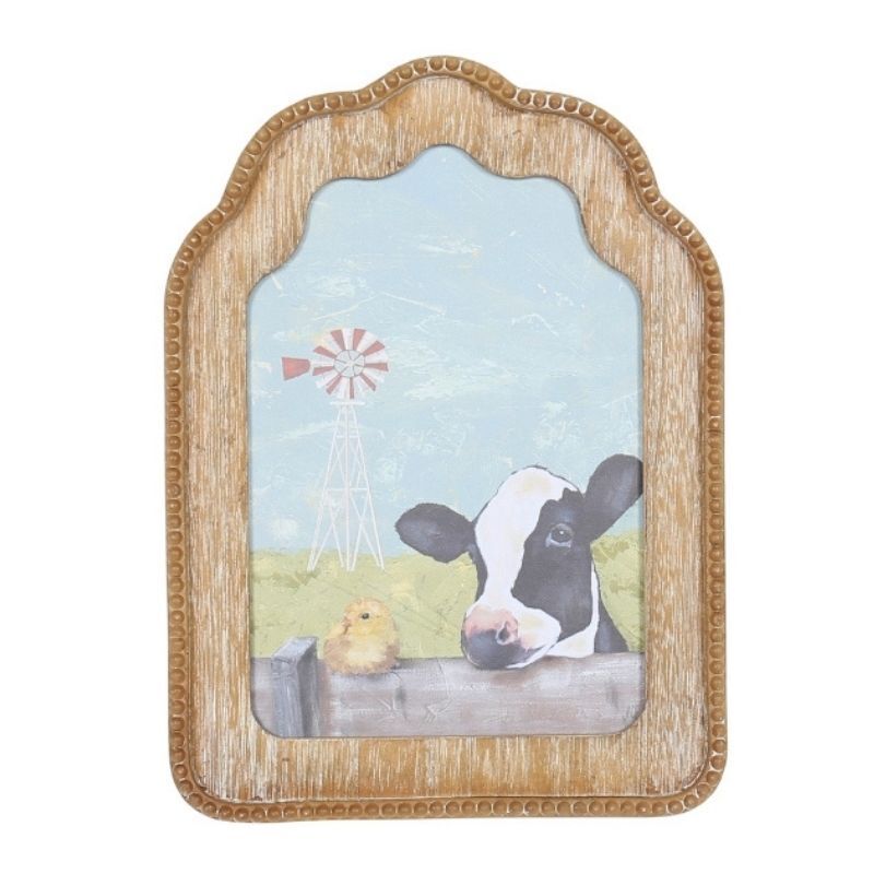 Willow &amp; Silk Wall Art Framed Cow &amp; Chick 22x2.5x30cm