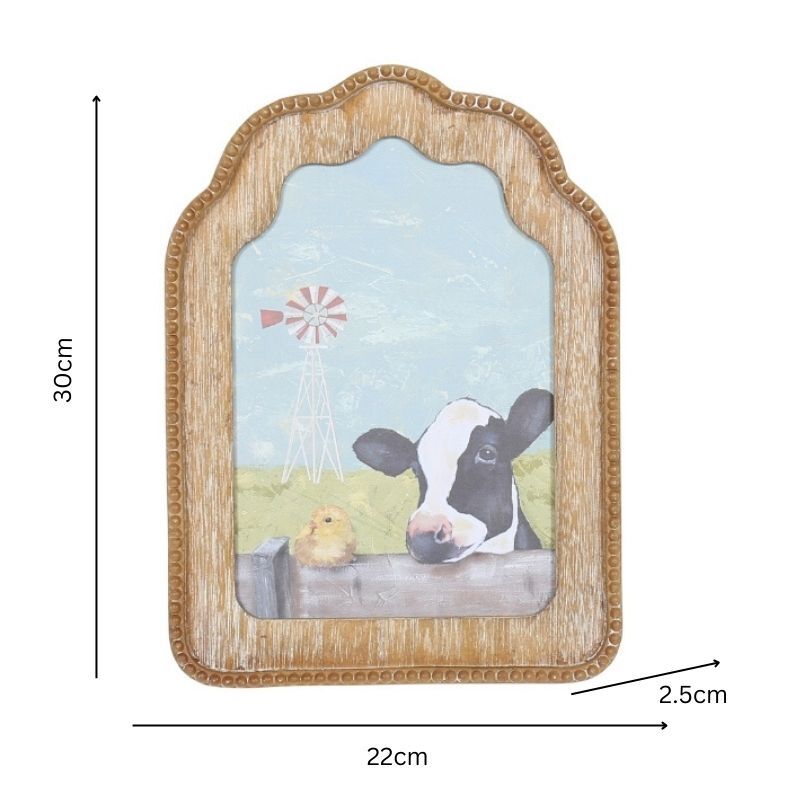 Willow &amp; Silk Wall Art Framed Cow &amp; Chick 22x2.5x30cm
