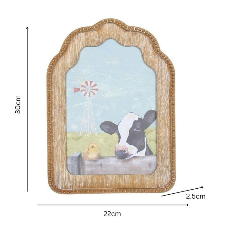 Willow &amp; Silk Wall Art Framed Cow &amp; Chick 22x2.5x30cm