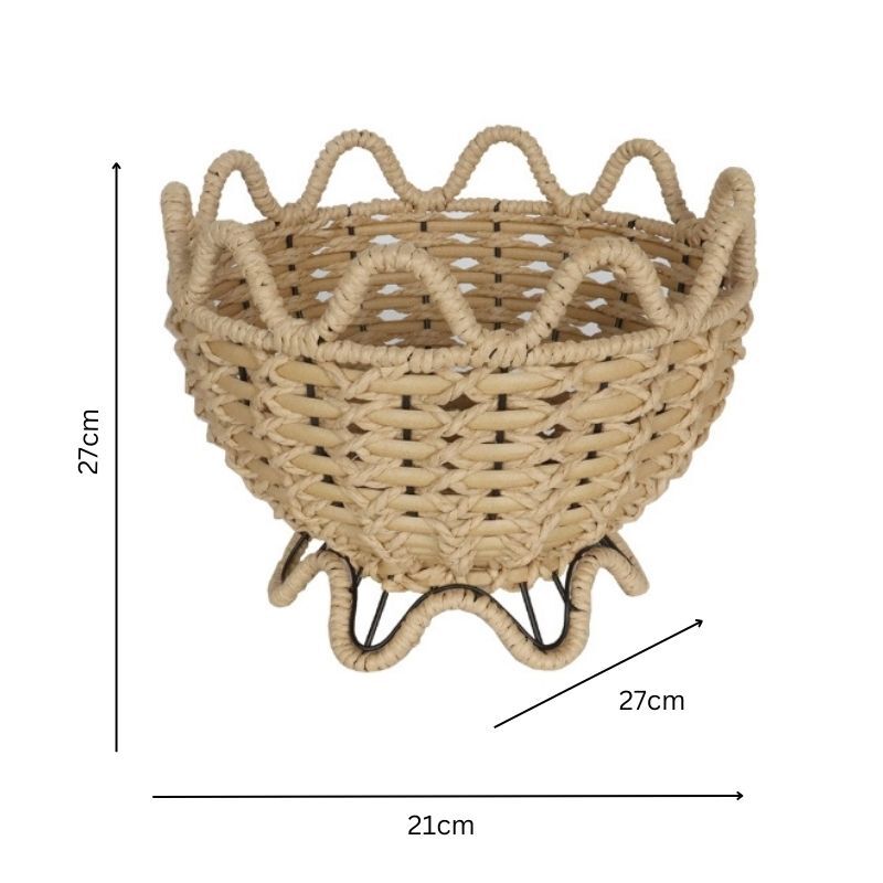 Willow &amp; Silk Contemporary Woven Footed Bowl 27x27x21cm