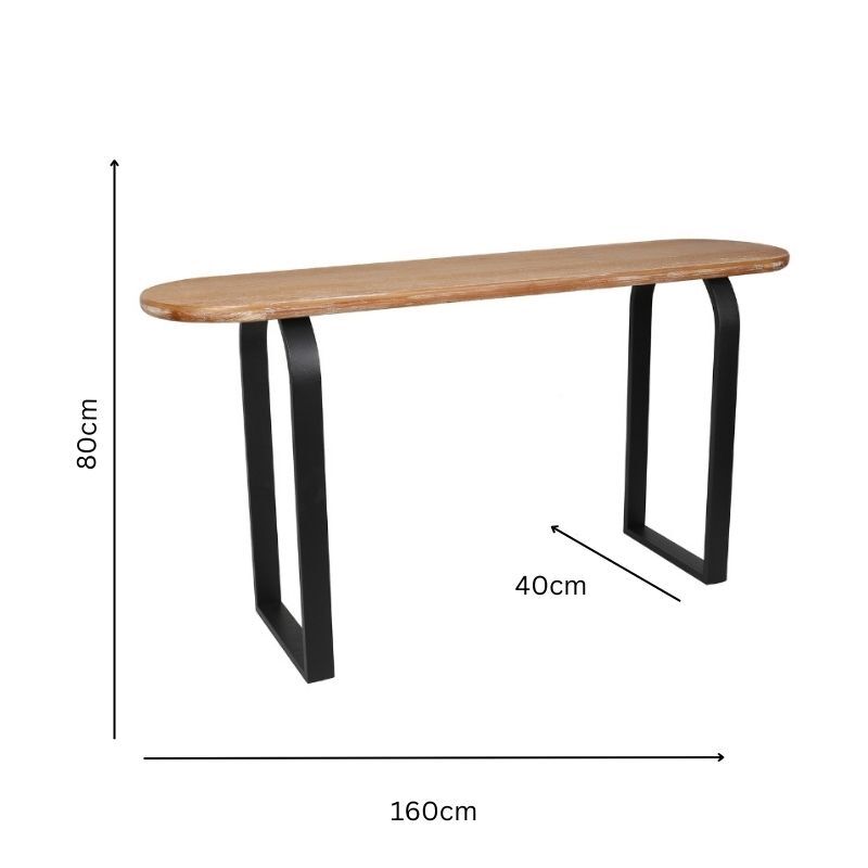 Willow &amp; Silk Console Table Contemporary Oval 160cm Natural/Black