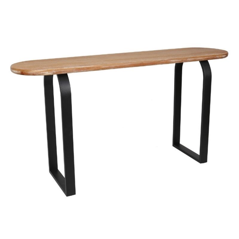 Willow &amp; Silk Console Table Contemporary Oval 160cm Natural/Black