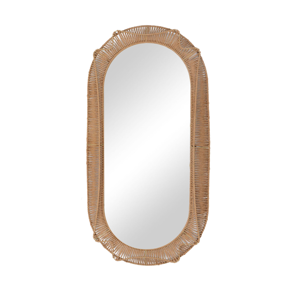 Willow &amp; Silk Wall Mirror Hamptons Oval Weave 120cm Natural