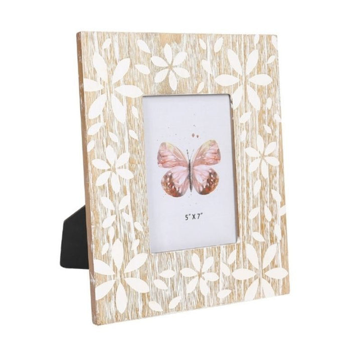 Willow &amp; Silk 5x7" Photo Frame Flowers Design 23x2x29cm Whitewash
