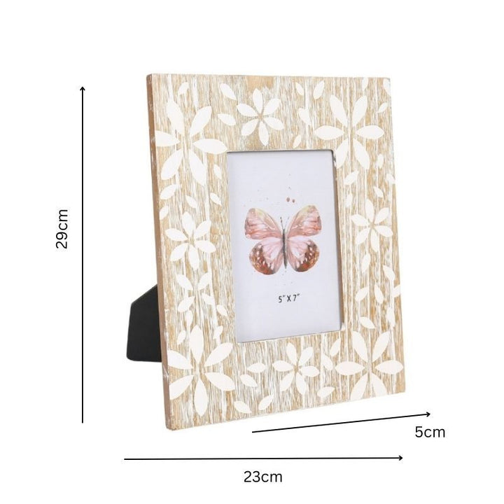 Willow &amp; Silk 5x7" Photo Frame Flowers Design 23x2x29cm Whitewash