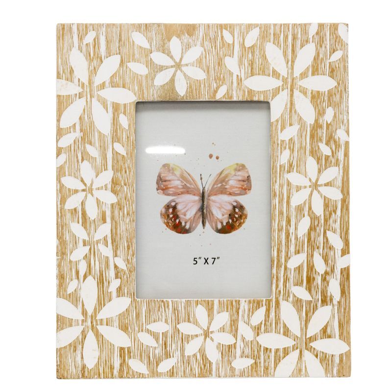 Willow &amp; Silk 5x7" Photo Frame Flowers Design 23x2x29cm Whitewash